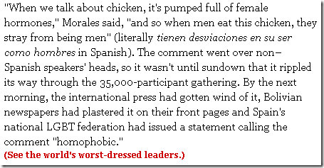 For the record, the "worst-dressed leaders" article featured Morales. But still.